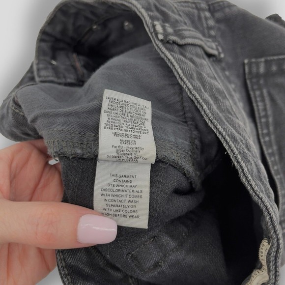 Free People Womens Black Denim Jean Cutoff Shorts Distressed Size 25 Button Fly - Picture 8 of 13